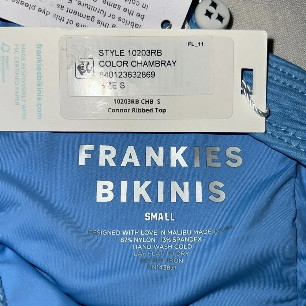 Frankies Bikinis Conner Ribbed Bikini Top, S